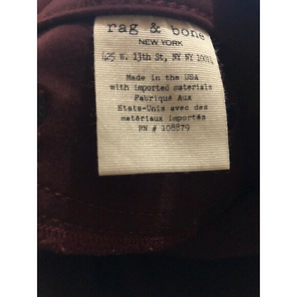 Rag & Bone Womens Size 25 Burgundy Ponte Leggings Jeans Mid Rise Boho - Picture 9 of 10